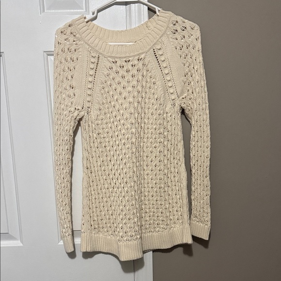 LOFT Sweaters - LOFT Women’s Cream Open Stitch Pointelle Knit Sweater~ Size Small
